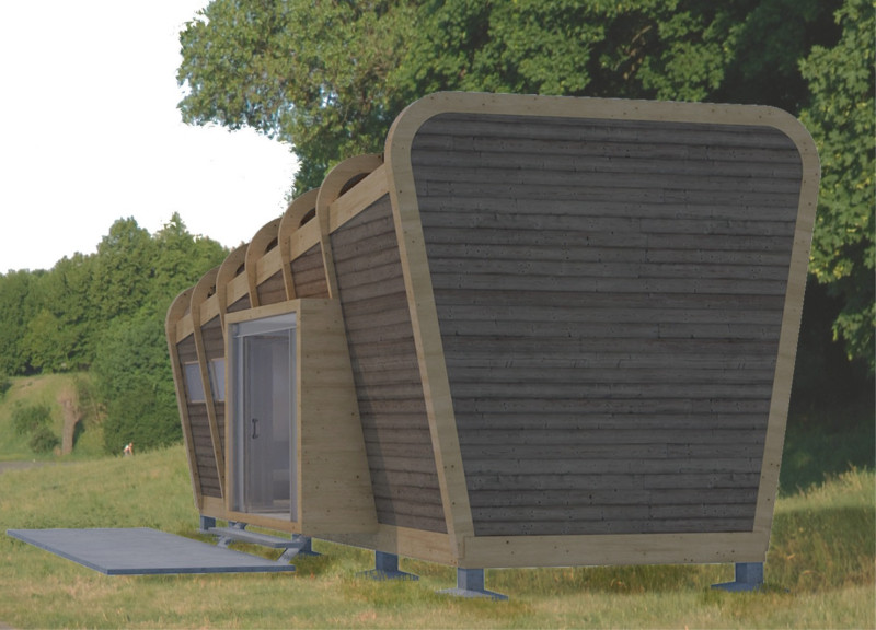 Glulam Frame Surrounded by Nature in a Compact off-Grid Living Space