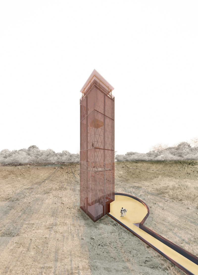 Oxidized Steel Tower Creating Elevated Views over the Biosphere Reserve