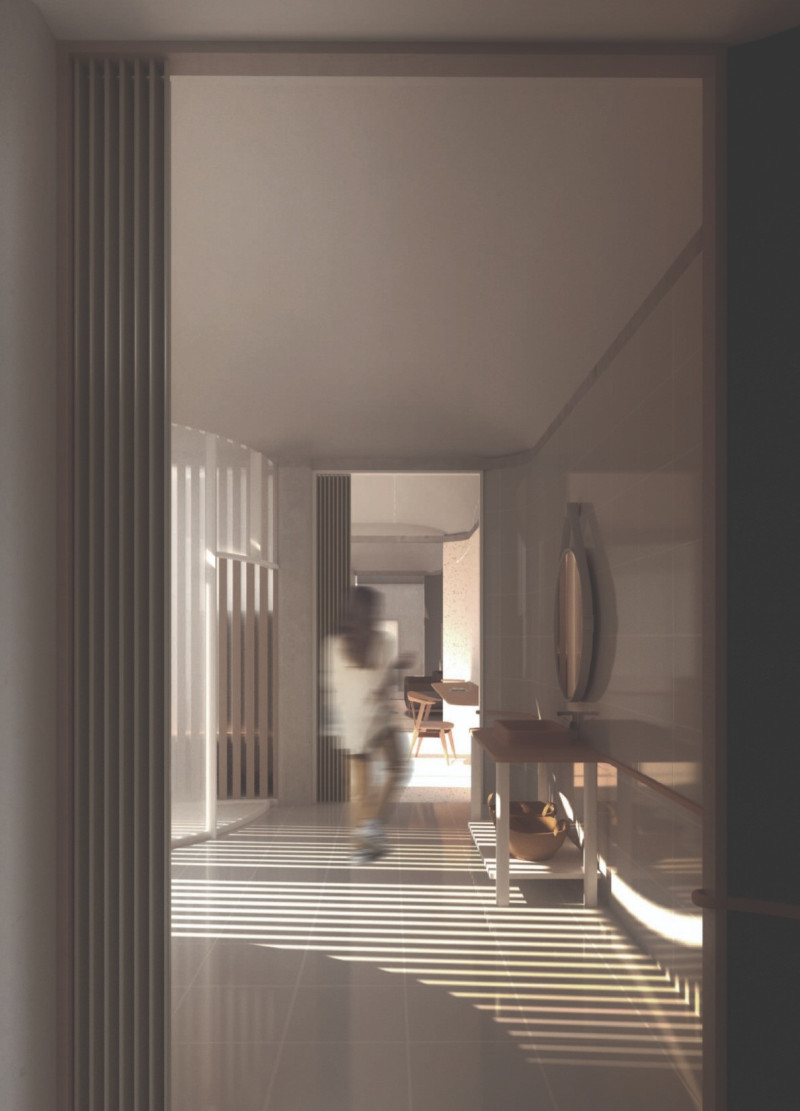 Tactile Walls and Curved Forms in a Garden-Focused Residential Space