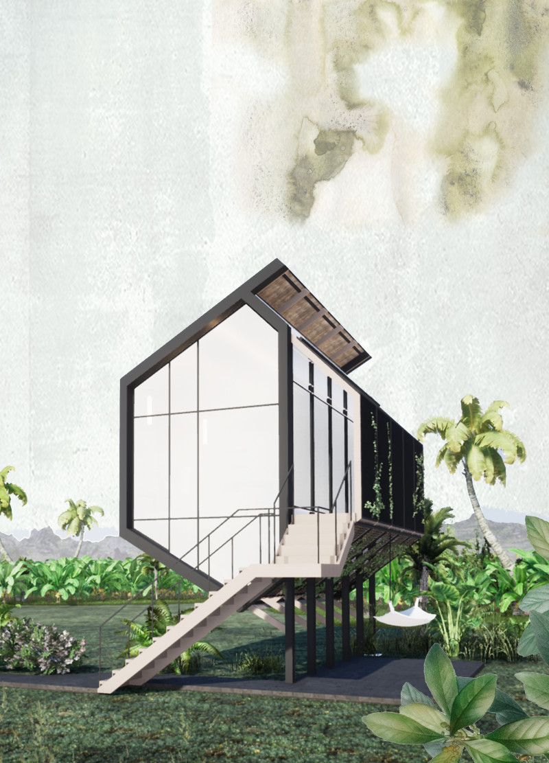 Elevated Retreat Constructed with Steel and Timber Amidst Nature