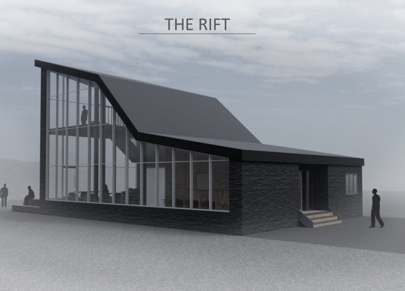 Observation Platform and Black Stone Brick in a Tectonic-Inspired Visitor Center