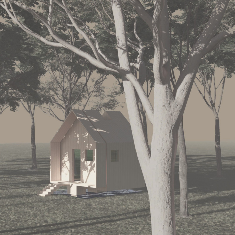 Central Altar and Exposed Timber in a Tranquil Meditation Space