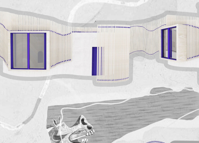 Curtain-Defined Living Spaces Crafted with Clay and Straw