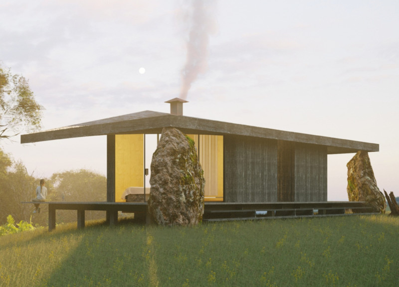 Embodying Healing Through Granite and Water Elements in a Retreat Cabin