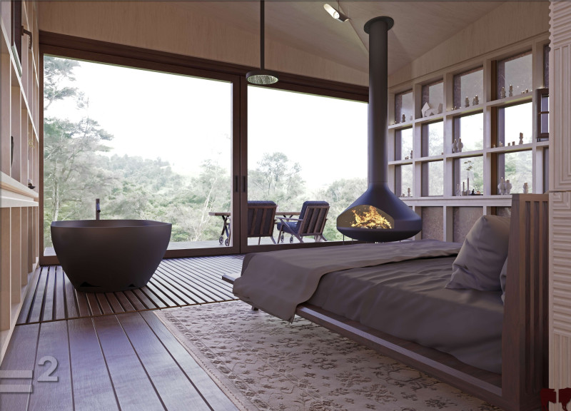 Rainwater Management and Concrete Pillars in a Functional Residential Space