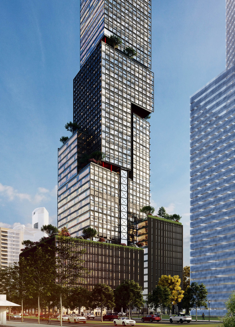 Perforated Aluminum Skin and Green Terraces Redefining Urban Office Space