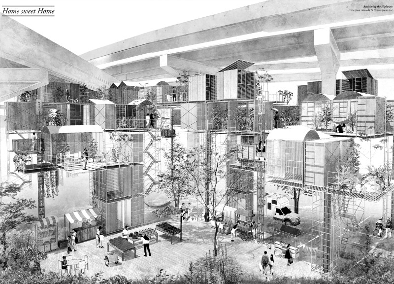 Reclaimed Materials Transforming Under-Highway Community Living