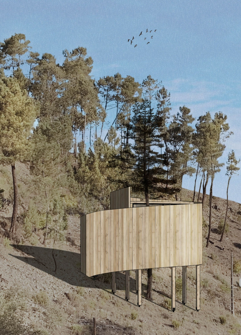 Curved Forms of Cross-Laminated Timber and Charred Shingles in a Mindful Retreat Space