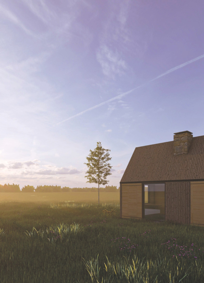 Central Chimney and Larch Cladding in a Timeless Retreat Embracing Folk Traditions