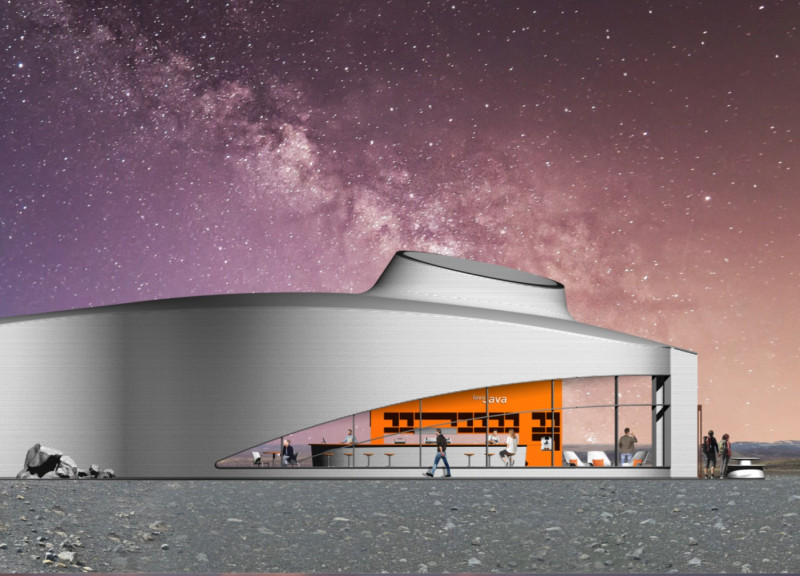 Lava-Inspired Lines in Rolled Zinc and Reclaimed Birch at a Volcanic Visitor Center