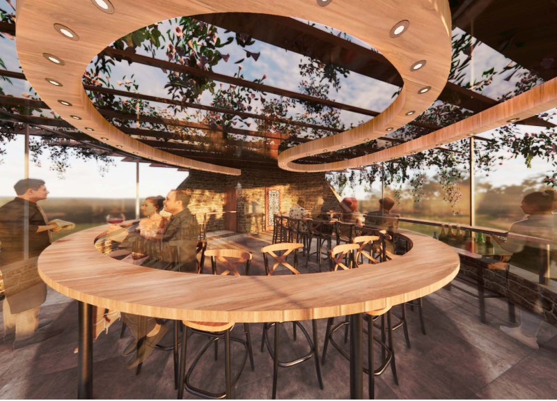 Curved Glass Facade and Local Stone Create a Seamless Wine Tasting Experience Among Vineyards