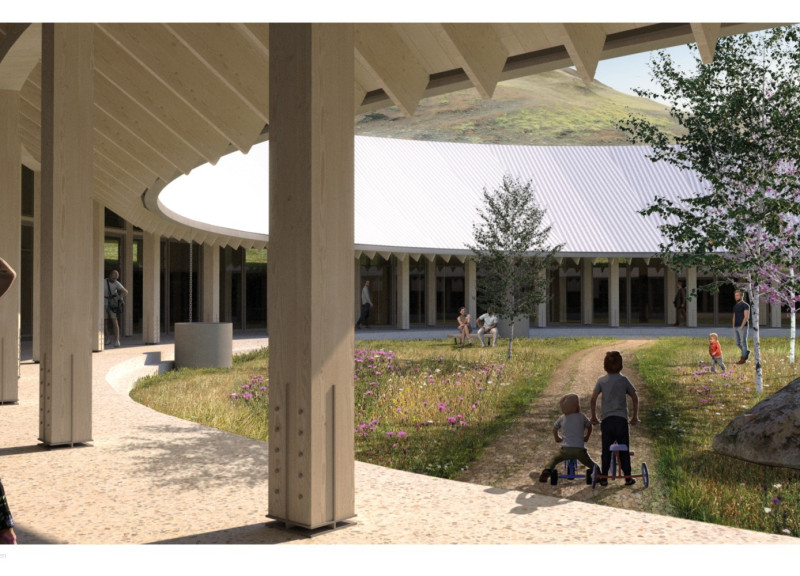 Rammed Earth Walls and Turf Roofs in a Circular Community Hub