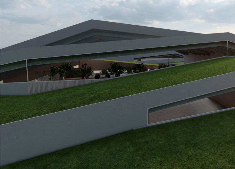 Concrete Cantilevers Supporting a Green Roof Community Hub