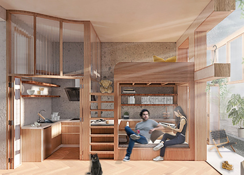 Maximizing Light with Movable Sunroom and Timber Elements in Compact Living