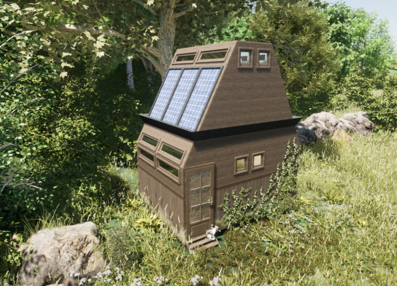 Cork-Infused Living Modules with Retractable Stairs for Sustainable Community