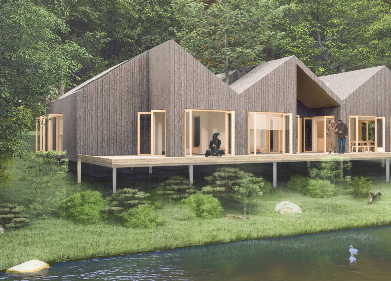 Elevated Wooden Framework Overlooking Herse Pond