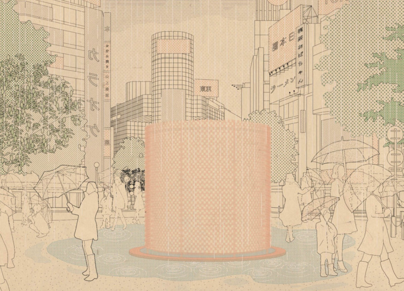 Bamboo Structure Embracing Water for Meditation in Urban Setting