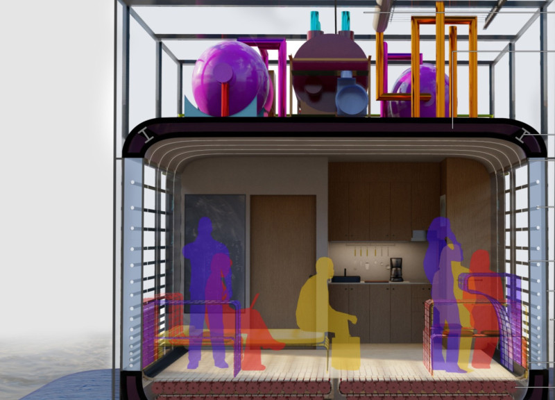 Folding House Design Utilizing Steel and Glass Above Water