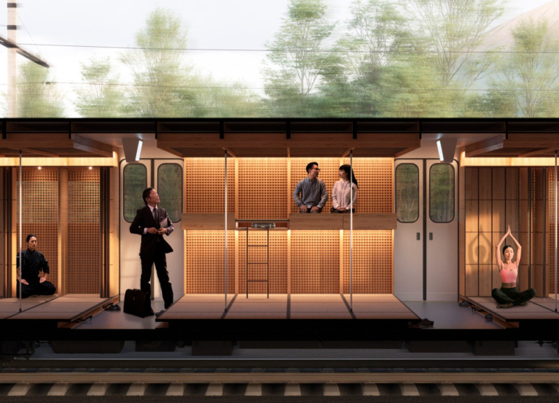 Meditation Cabins with Tatami Flooring for Mindfulness During Commuting