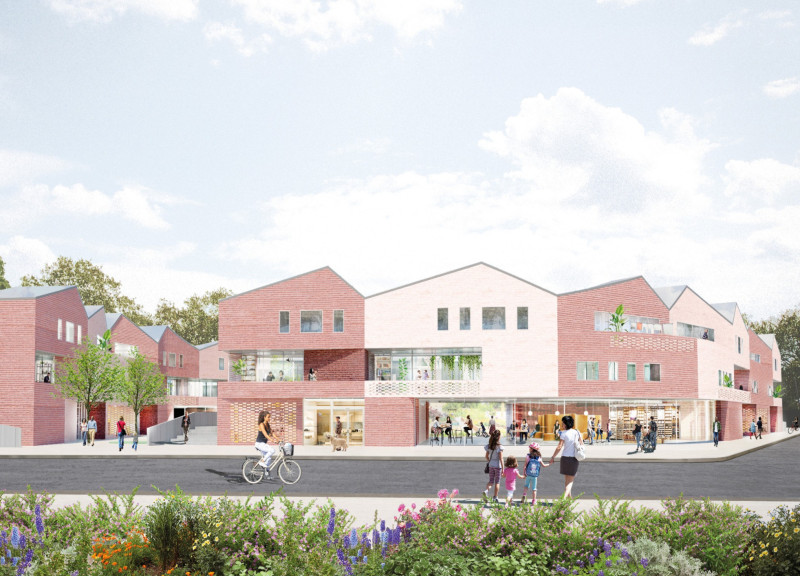 Community-Centric Residential Spaces with Charred Wooden Shingles and Brick Facades