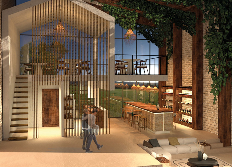 Glass Façades and Clay Tiles Creating a Serene Wine-Centric Retreat