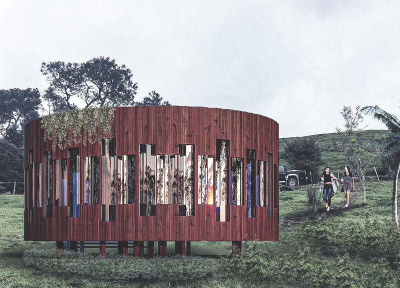 Coconut Filtered Waste System in a Red Cedar Home with 360-Degree Views