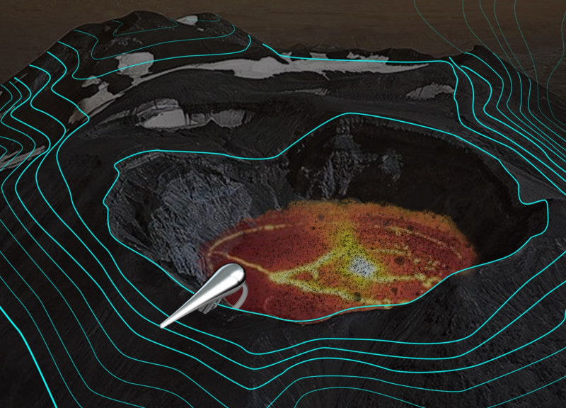 Exploring Convex Reflections in a Circular Corridor Above Volcanic Landscapes