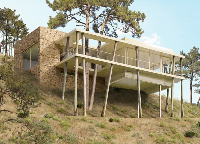 Panoramic Yoga Shala Framed by Natural Stone and Azulejo in Valley Retreat