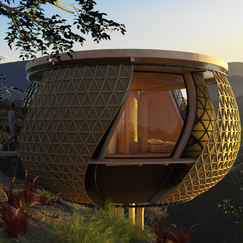 Bamboo Panels and Shou Sugi Ban in a Nature-Integrated Yoga Retreat