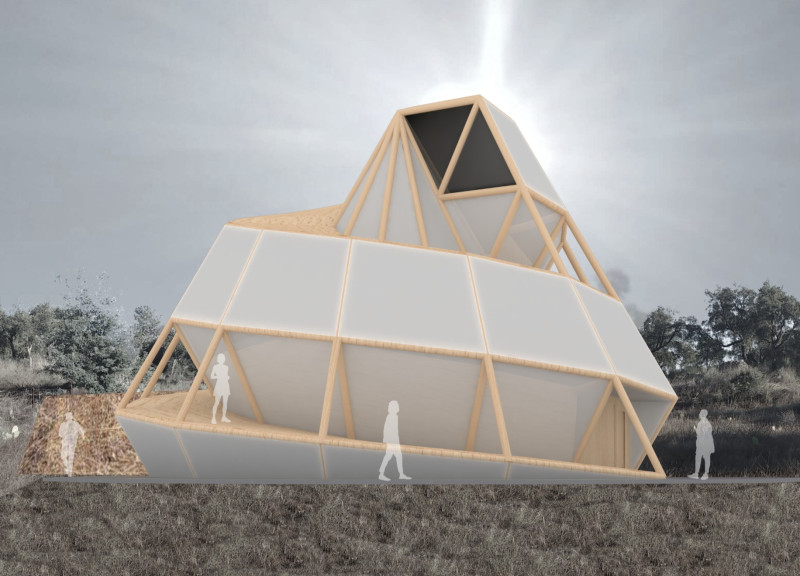 Translucent Cotton Shell and Spiraling Ramp Elevate Community Gathering Space