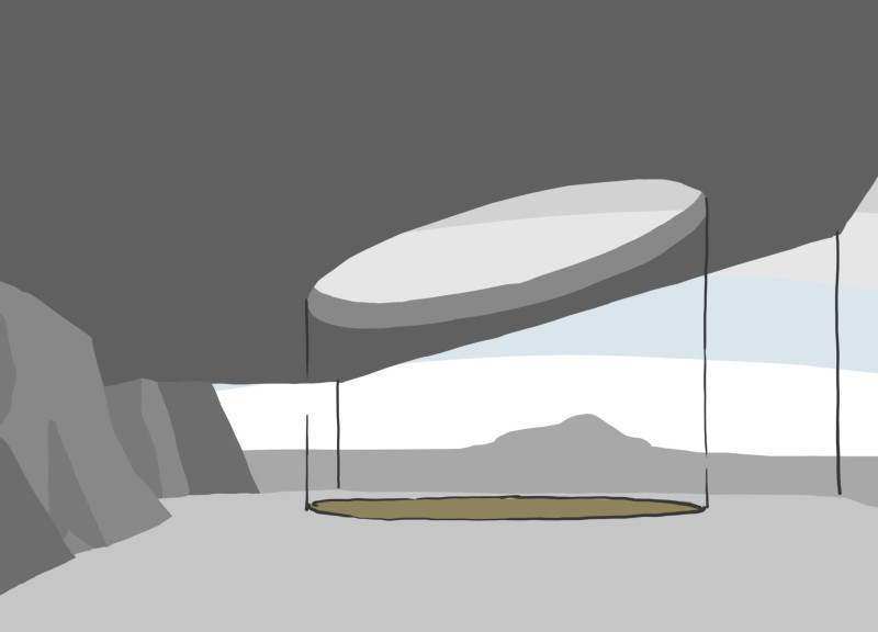 Tephra Stone and Geometric Shelters Enhancing Visitor Experience Near a Volcanic Landscape