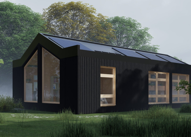 Charred Wooden Shingles and Cross-Laminated Timber Create Sustainable Living Solutions in Modular Design