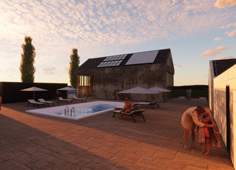 Terracotta Pipes and Green Views in a Vineyard Guesthouse