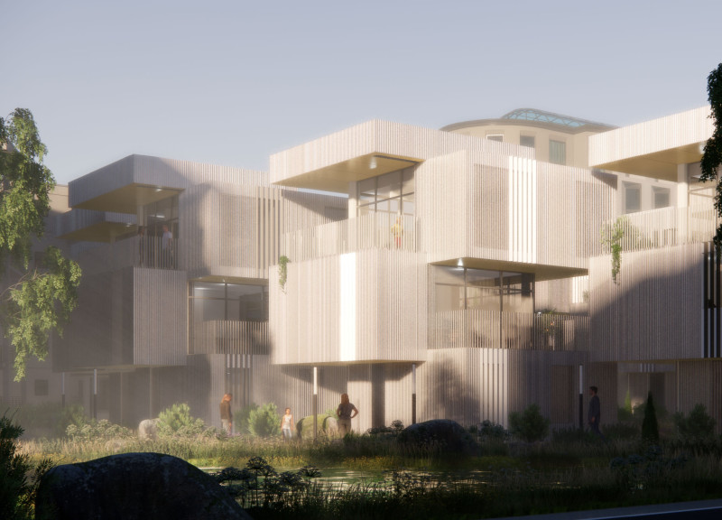 Vertical Louvers and Compact Form in Community Housing Integration