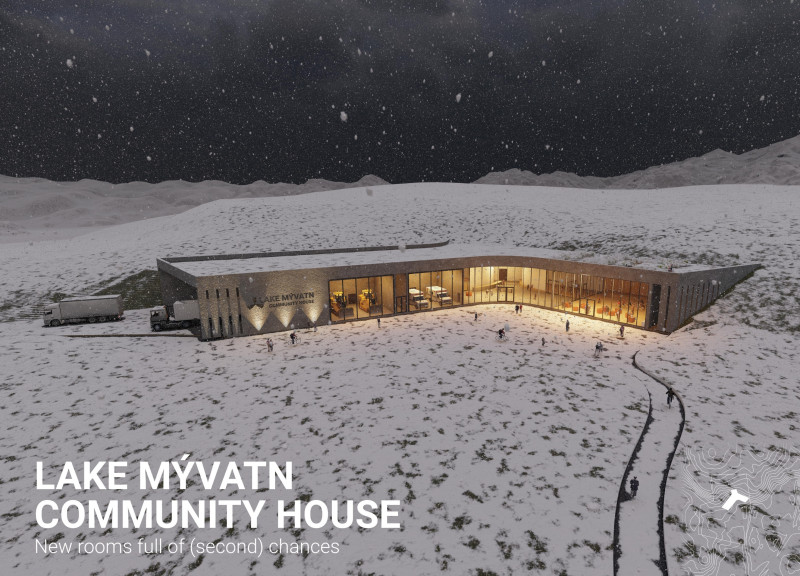 Terrain-Integrated Structure with Glazed Facade for Community Engagement