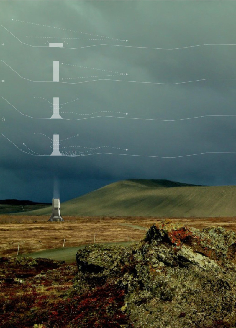 Perforated Aluminum Skin Overlooking Mývatn as a Vertical Coffee Stop