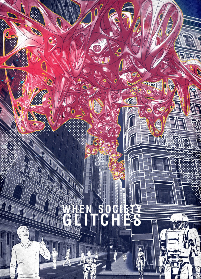 Memorial Spaces Amid Alien Structures Reflecting Ai's Urban Invasion