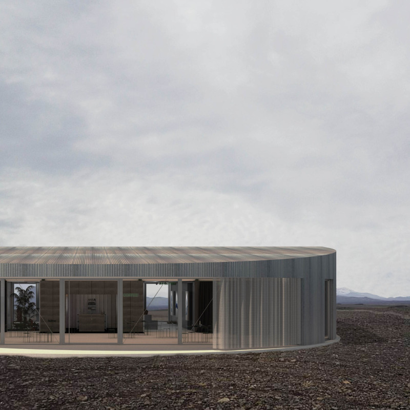 Circular Structure of Corrugated Steel Embraces Community and Landscape