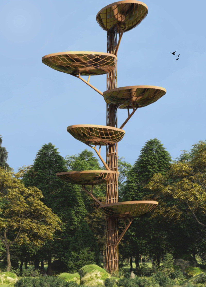 Elevated Canopy Spaces in a Forest Cemetery Reflecting Nature’s Cycles