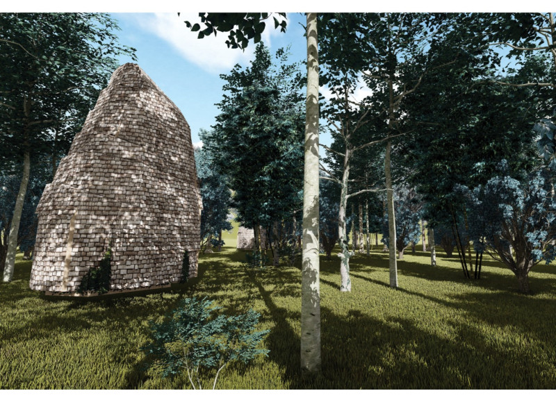 Charred Wooden Shingles and Cross-Laminated Timber Panels Enhance Tranquil Meditation Retreat