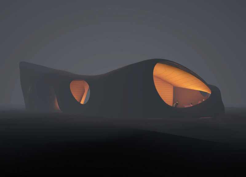 Cave-Inspired Spaces in Concrete and MDF for Cinematic Storytelling