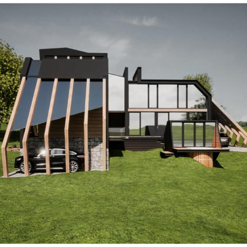 Reflective Glass and Reused Wood in Harmony with Lake Views