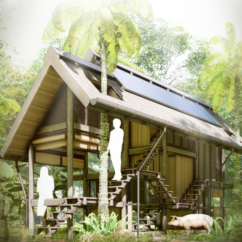 Asymmetrical Roof Structure Enhances Community Space for the Mentawai Tribe