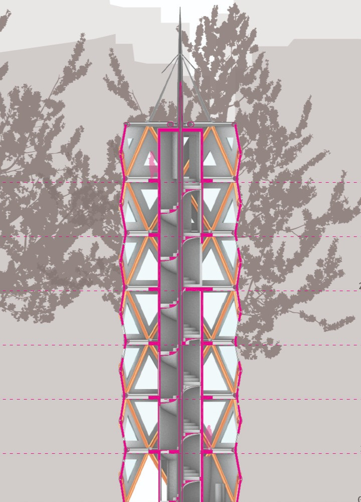 Tree-Inspired Housing Built from Composite Panels in Urban Green Spaces