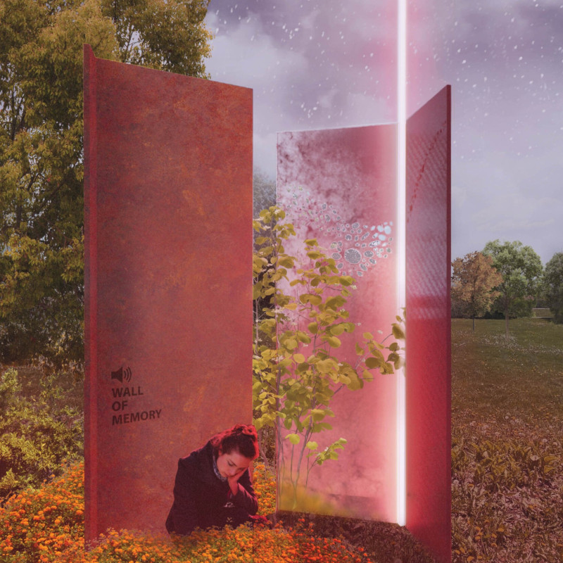 Translucent Walls and Black Granite in a Memorial for Resilience and Remembrance