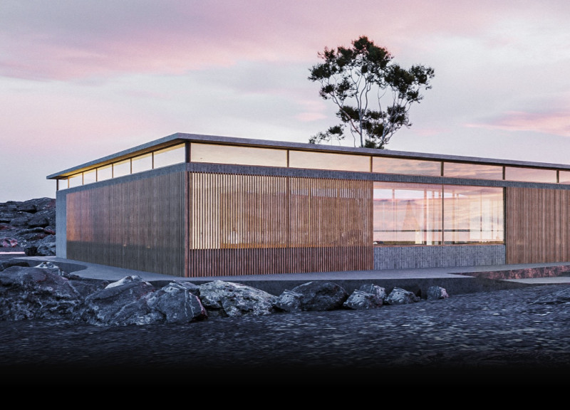 Emphasizing Natural Light and Ventilation in a Volcanic Landscape Coffee Shop