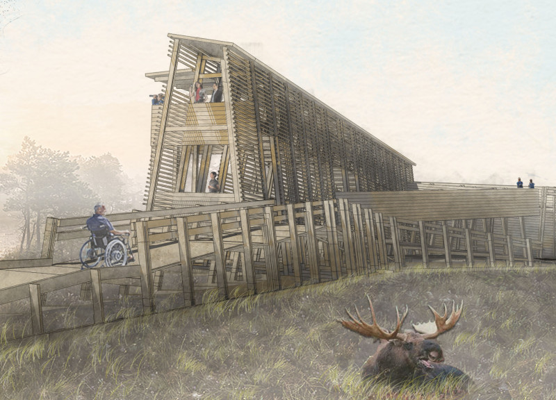 A Lightweight Triangular Observation Tower Surrounded by Natural Landscapes