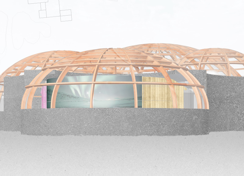 Circular Dome Emphasizing Local Wood Elements for Sustainable Dining Experience