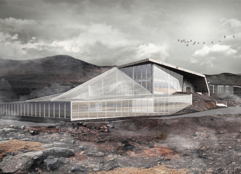 Elevated Terrain Dining with Panoramic Views and Terrarium Integration