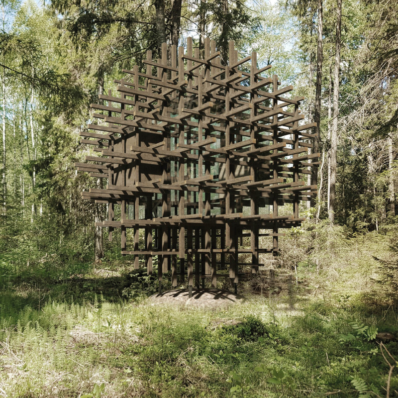 Lattice Framework of Aged Ash Creating a Serene Sanctuary for Silent Reflection